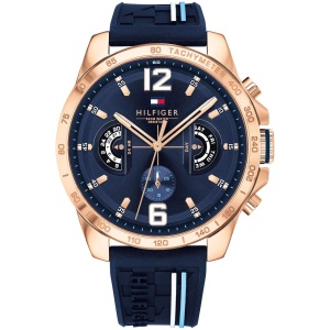 Tommy Hilfiger Montre Analogique Multifunction à Quartz pour Homme avec Bracelet en Silicone, Acier Inoxydable ou Cuir - Disponible en différentes Couleurs