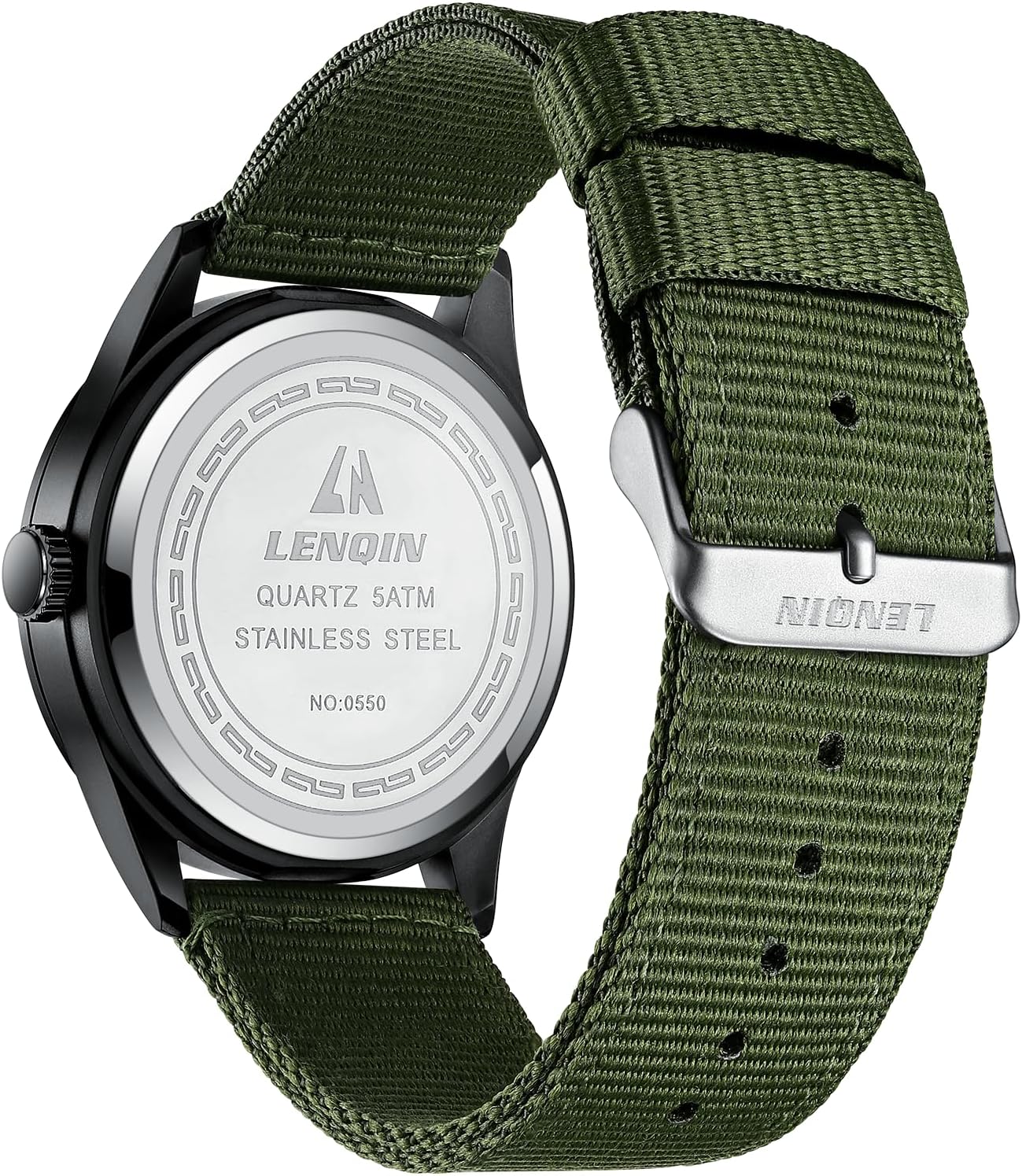 Belle Montre pour Homme pas chère, avec un style Militaire Noir et Verte – Image 2