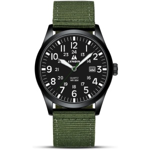 LN LENQIN Montres Hommes Montres Militaires Field Analog Quartz Montre pour Homme Affichez Les Montres de Poignet imperméables avec Date Nylon Band Army Tactical Sports