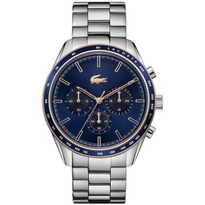 Lacoste Montre Chronographe à Quartz pour Homme Collection Boston avec Bracelet en Acier Inoxydable ou en Cuir, Disponible en Plusieurs Couleurs