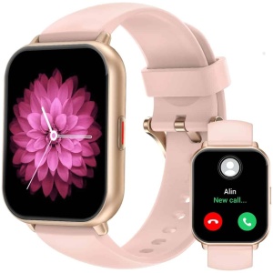 Montre connectée femme avec appel Bluetooth et IP68 rose