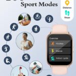 Montre connectée femme avec appel Bluetooth et IP68 rose - vue 4