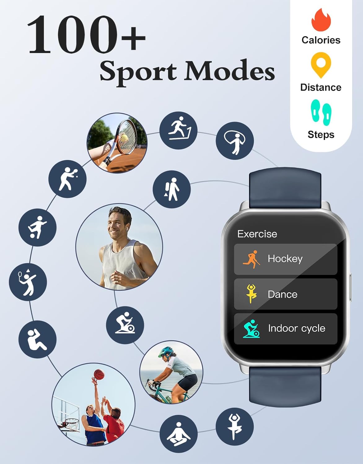 Montre connectée IP68 avec appel Bluetooth, cardio et oxymètre - vue 3