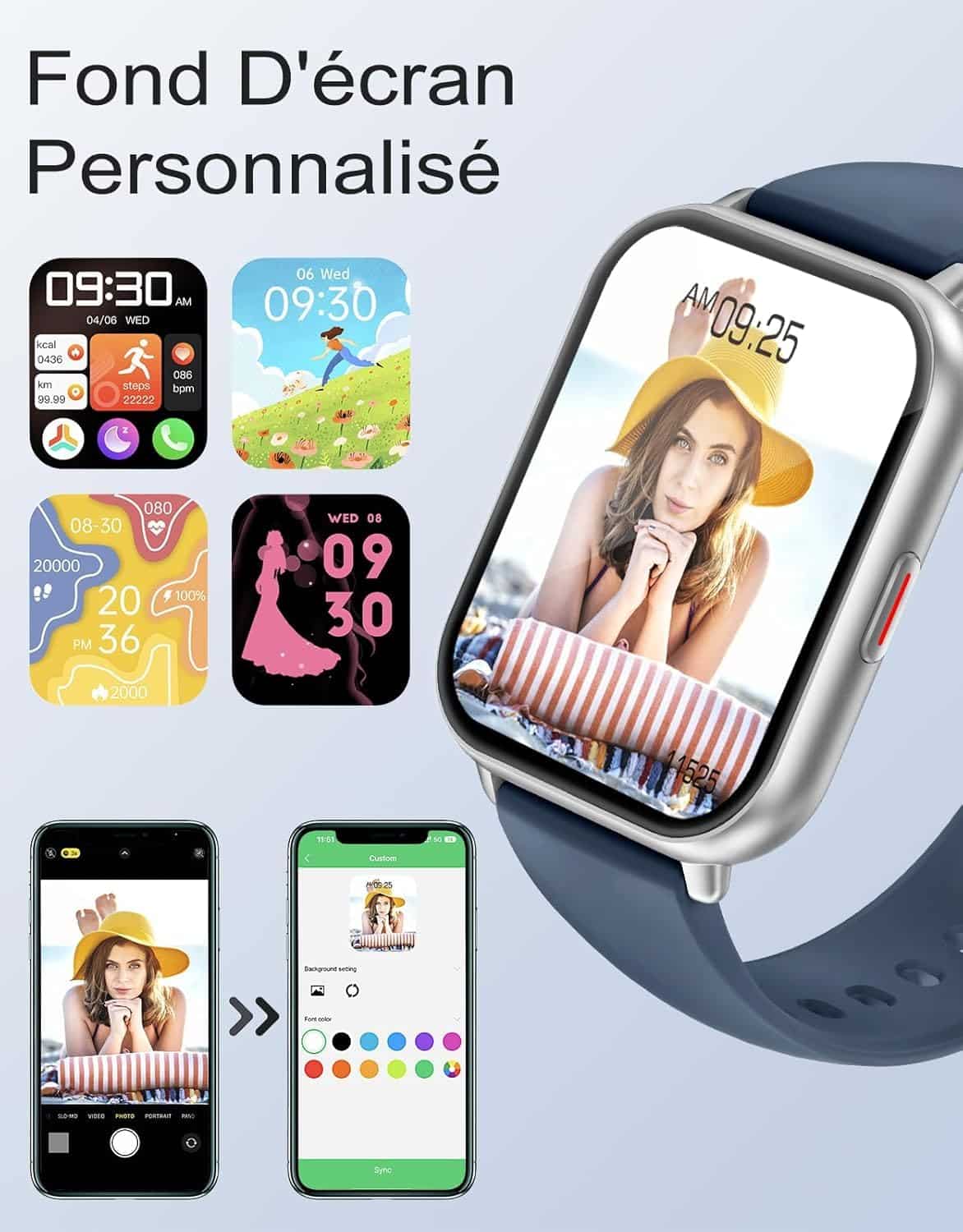 Montre connectée IP68 avec appel Bluetooth, cardio et oxymètre - vue 5
