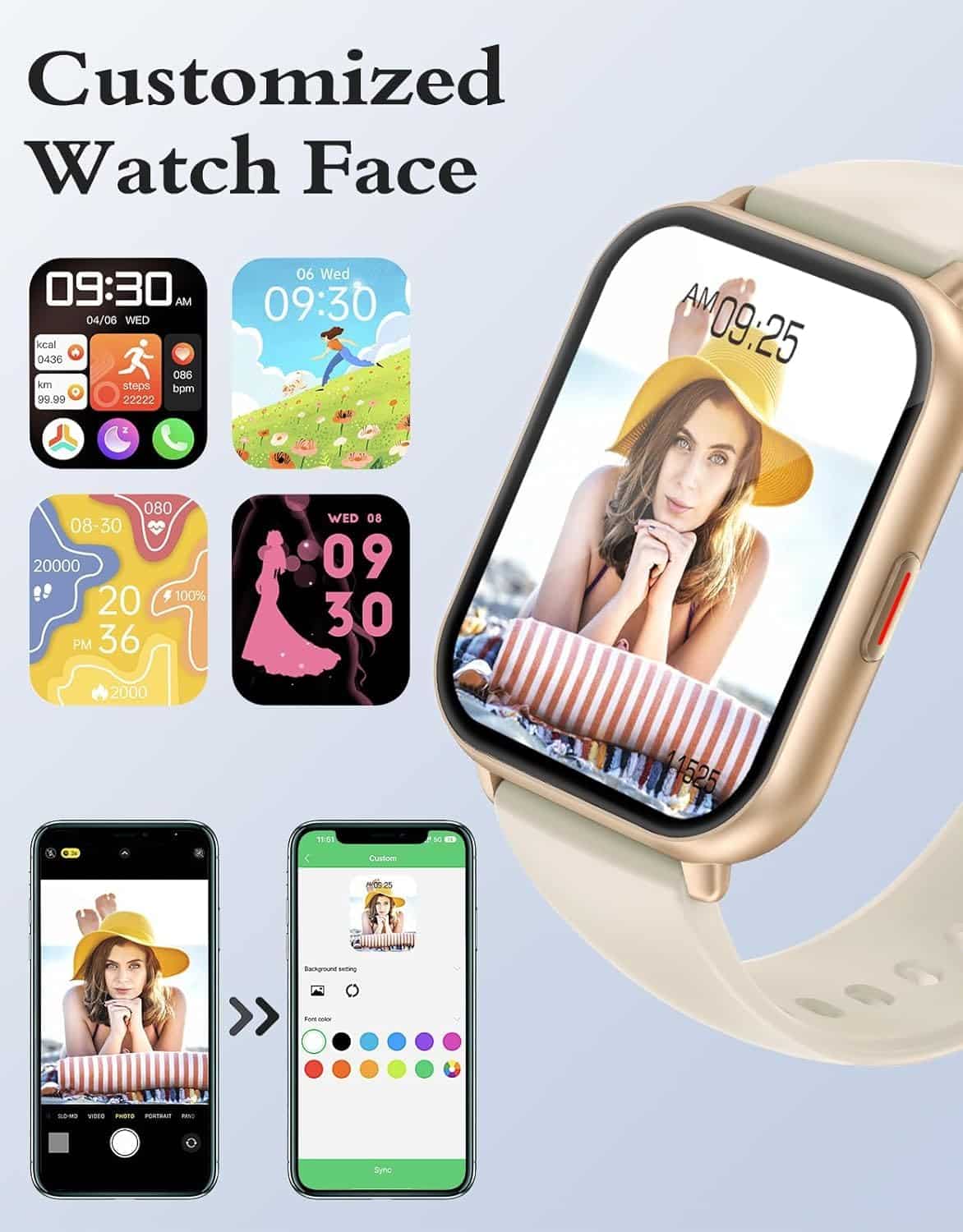 Montre connectée avec appel Bluetooth, IP68 et cardio - vue 6