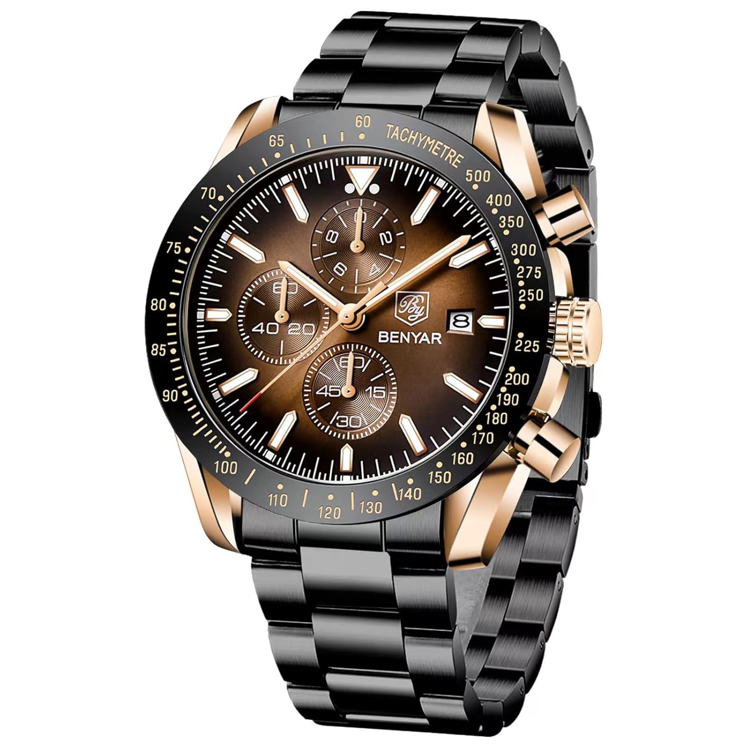 Montre homme étanche analogique quartz chronographe lumineux grand cadran - vue 2