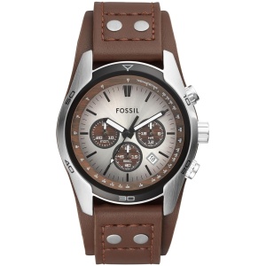 Montre homme Coachman chronographe quartz acier 45mm cuir