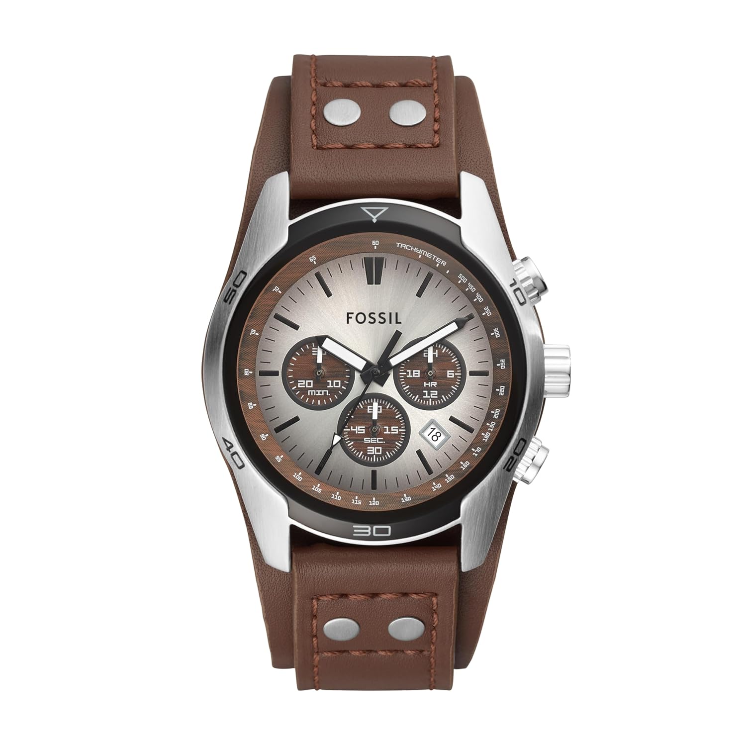 Montre homme Coachman chronographe quartz acier 45mm cuir - vue 2