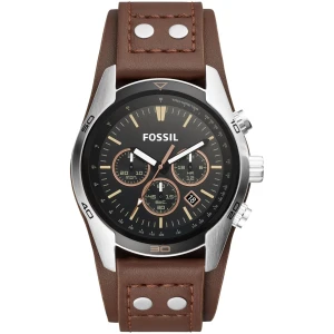 Montre Coachman homme chronographe quartz acier 45mm cuir