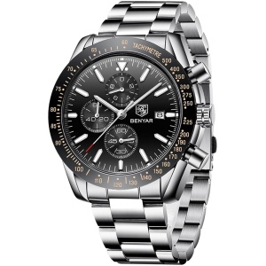 Montre homme chronographe quartz étanche, grand cadran classique