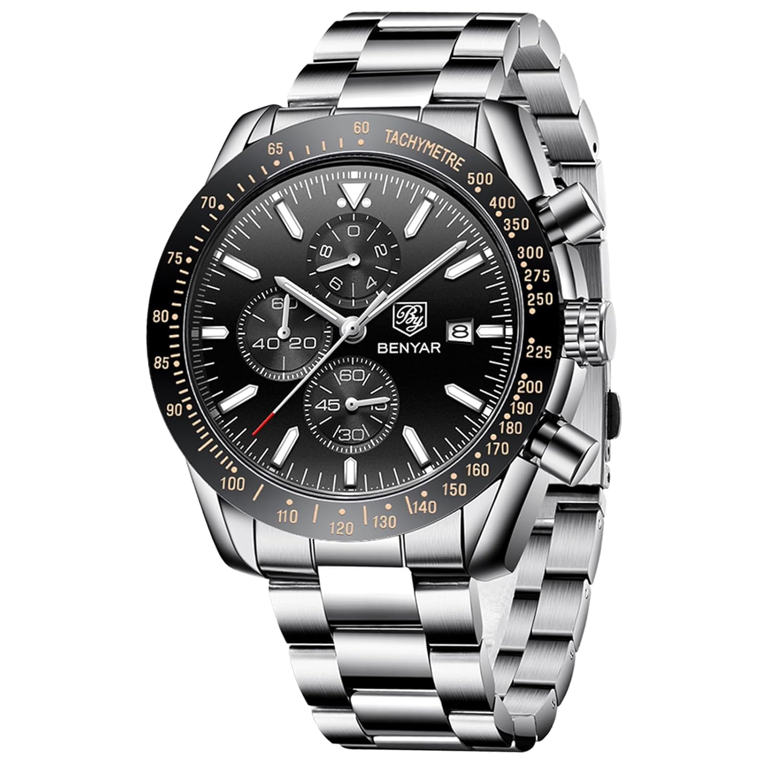 Montre homme chronographe quartz étanche, grand cadran classique