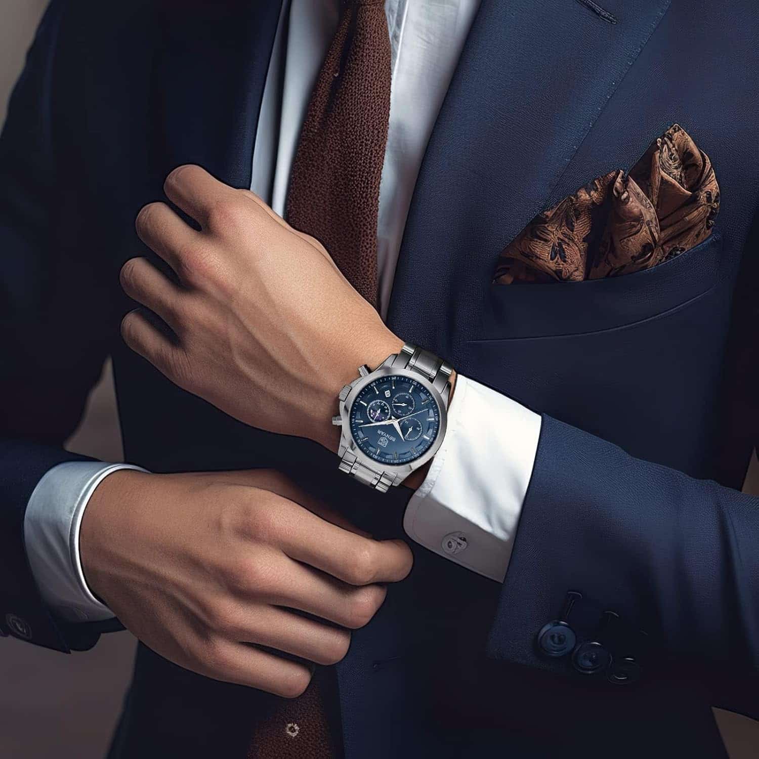 Montre homme chronographe étanche avec date et grand cadran - vue 4