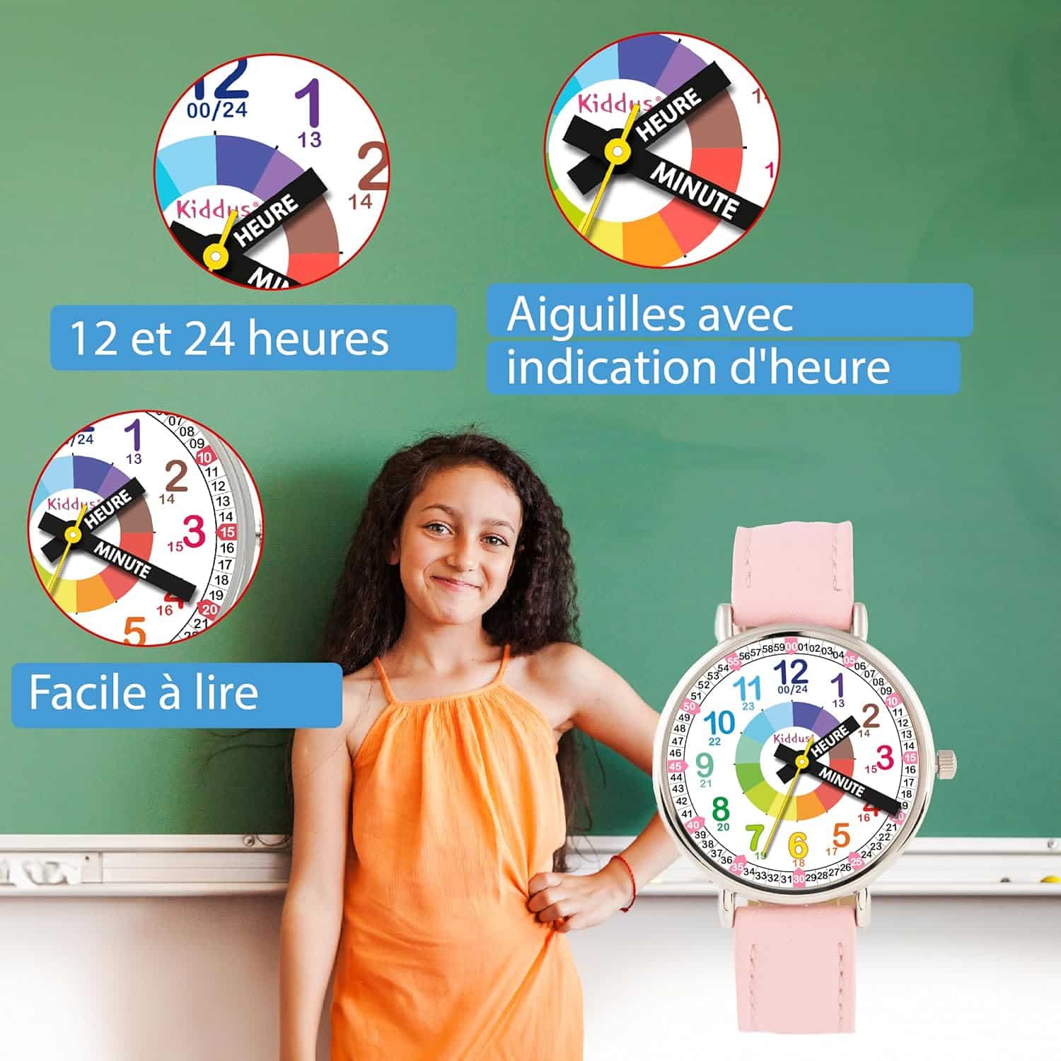 Montre éducative analogique pour enfant dès 5 ans, mouvement japonais - vue 6