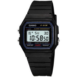 Montre numérique F-91W-1JF avec lumière LED