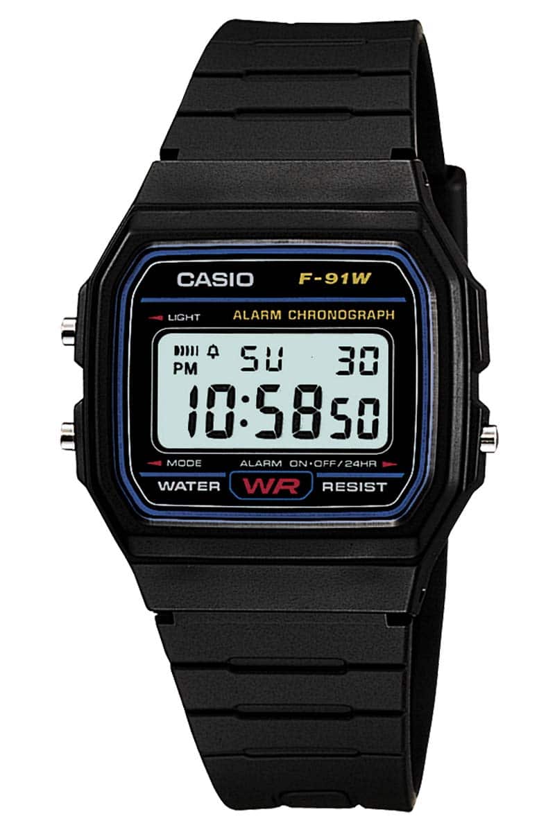 Montre numérique F-91W-1JF avec lumière LED