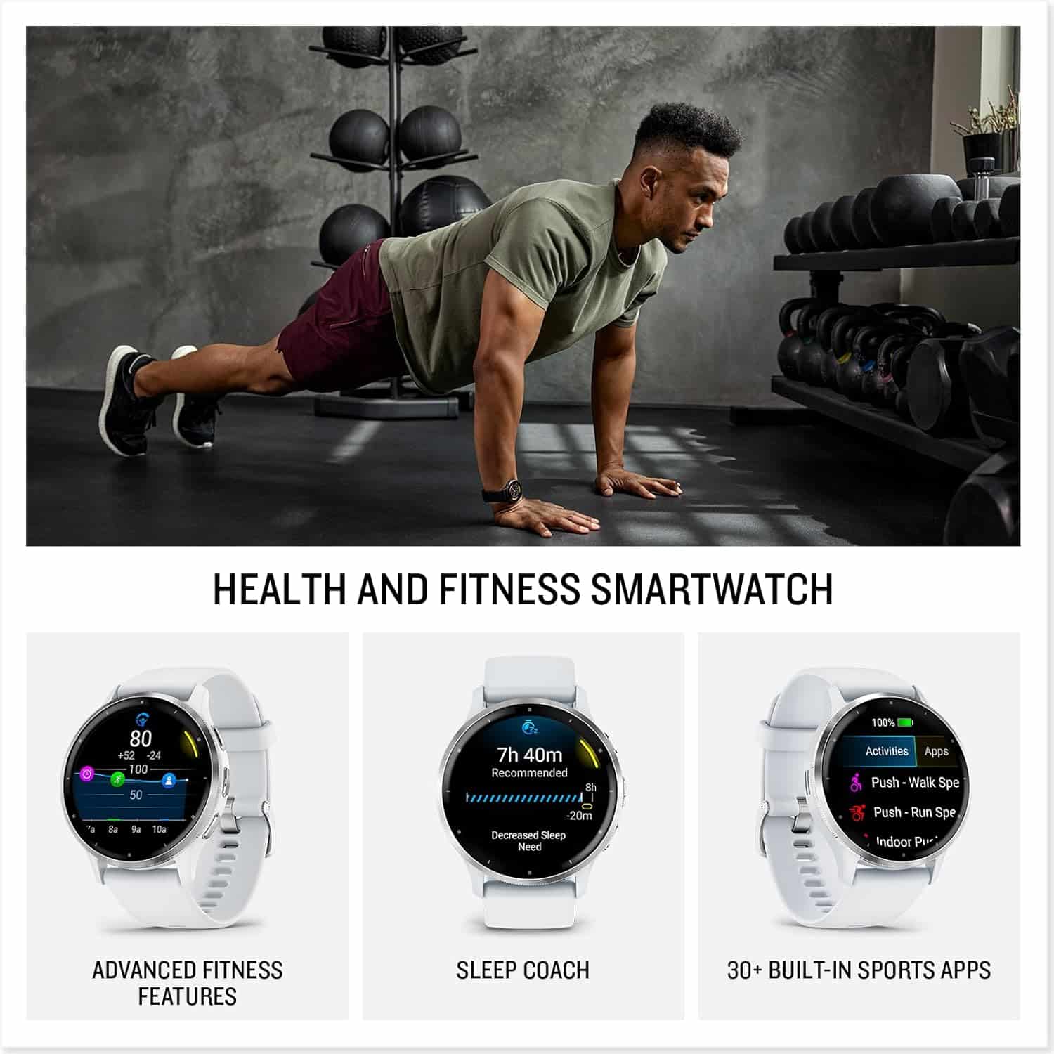 Garmin Venu 3S montre connectée GPS sport santé, soft gold et bracelet ivoire 41 mm - vue 3