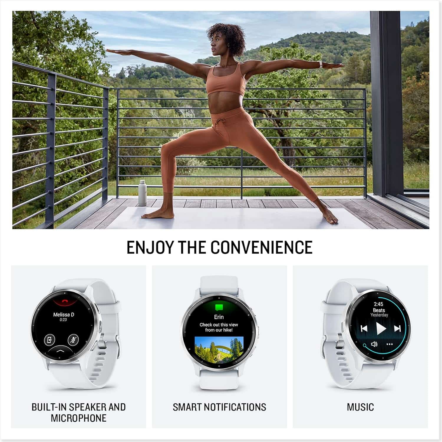 Garmin Venu 3S montre connectée GPS sport santé, soft gold et bracelet ivoire 41 mm - vue 5