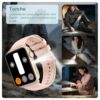 Montre connectée femme avec appels Bluetooth et suivi SpO2, rose - vue 3