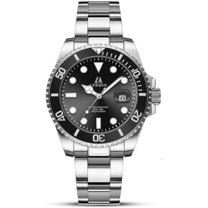 Montre homme acier inoxydable quartz étanche avec cadran lumineux