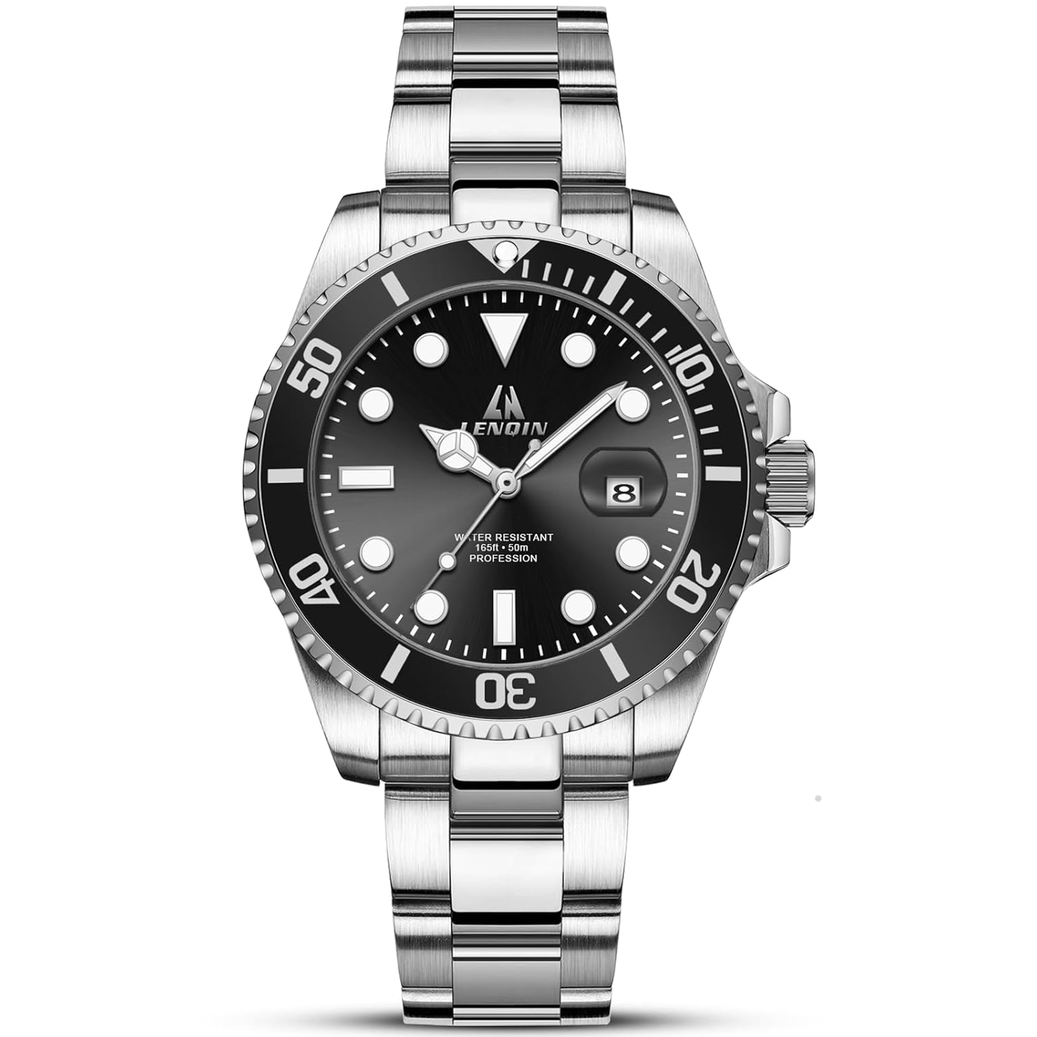 Montre homme acier inoxydable quartz étanche avec cadran lumineux - vue 2