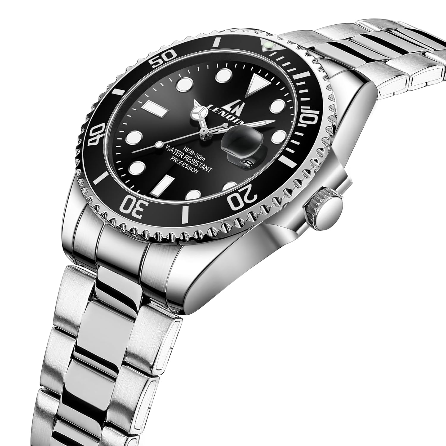 Montre homme acier inoxydable quartz étanche avec cadran lumineux - vue 3