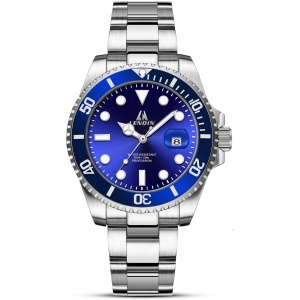 Montre homme acier inoxydable quartz analogique étanche avec lumières