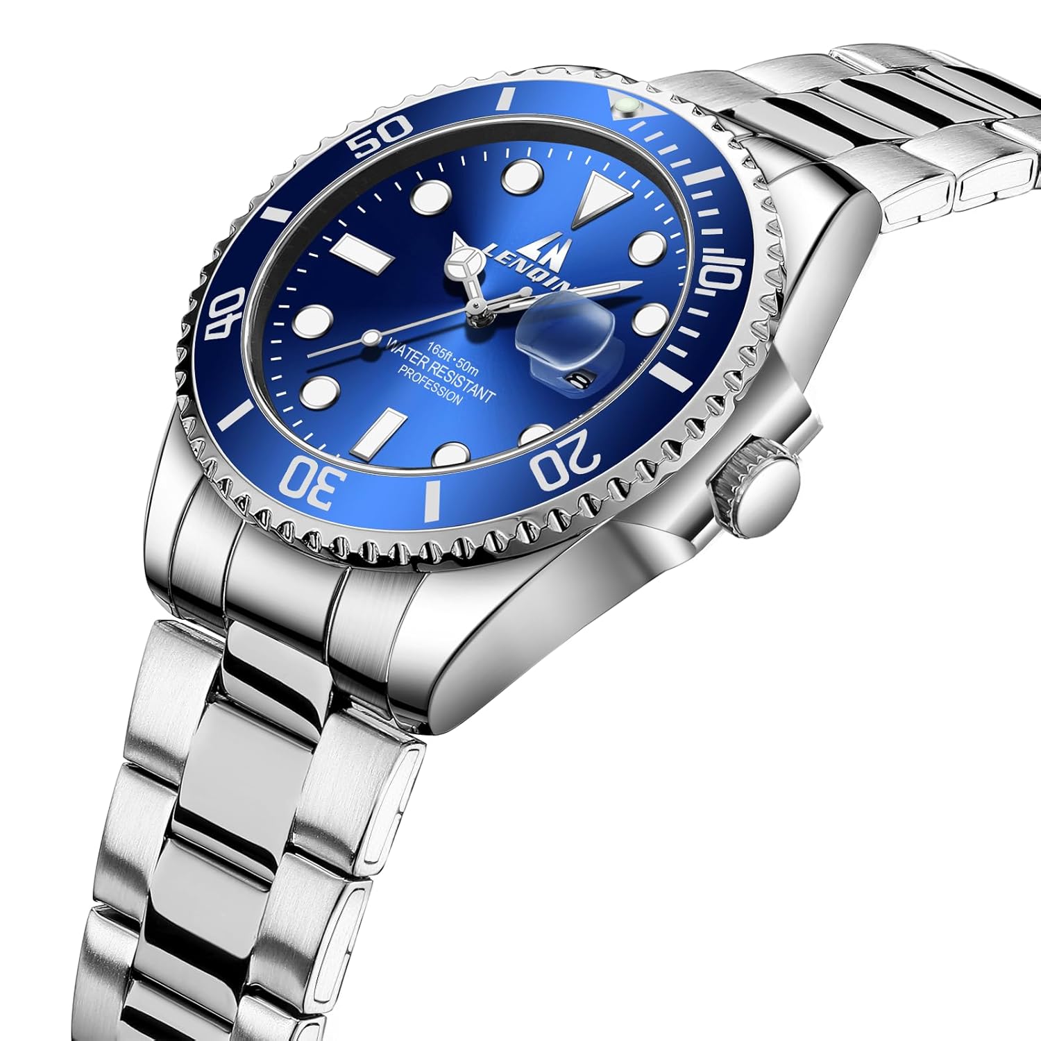 Montre homme acier inoxydable quartz analogique étanche avec lumières - vue 3