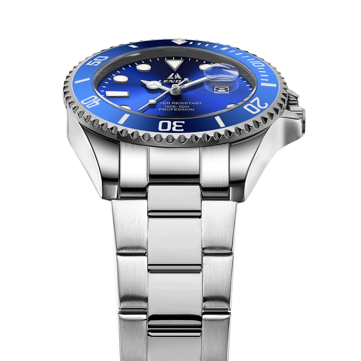 Montre homme acier inoxydable quartz analogique étanche avec lumières - vue 4