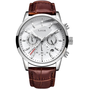Montre homme chronographe vintage cuir avec date et étanche 3 ATM