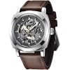 Montre mécanique automatique homme, bracelet cuir, cadran squelette 45 mm