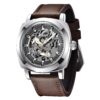 Montre mécanique automatique homme, bracelet cuir, cadran squelette 45 mm - vue 2
