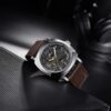 Montre mécanique automatique homme, bracelet cuir, cadran squelette 45 mm - vue 4