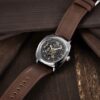 Montre mécanique automatique homme, bracelet cuir, cadran squelette 45 mm - vue 5