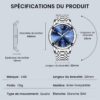Montre homme quartz acier inoxydable étanche 3ATM avec calendrier - vue 4