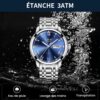 Montre homme quartz acier inoxydable étanche 3ATM avec calendrier - vue 5