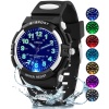 Montre enfant avec 7 veilleuses colorées, bracelet étanche et souple