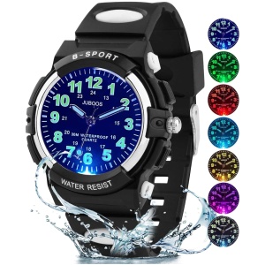 Montre enfant avec 7 veilleuses colorées, bracelet étanche et souple