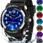 Montre enfant avec 7 veilleuses colorées, bracelet étanche et souple - vue 2