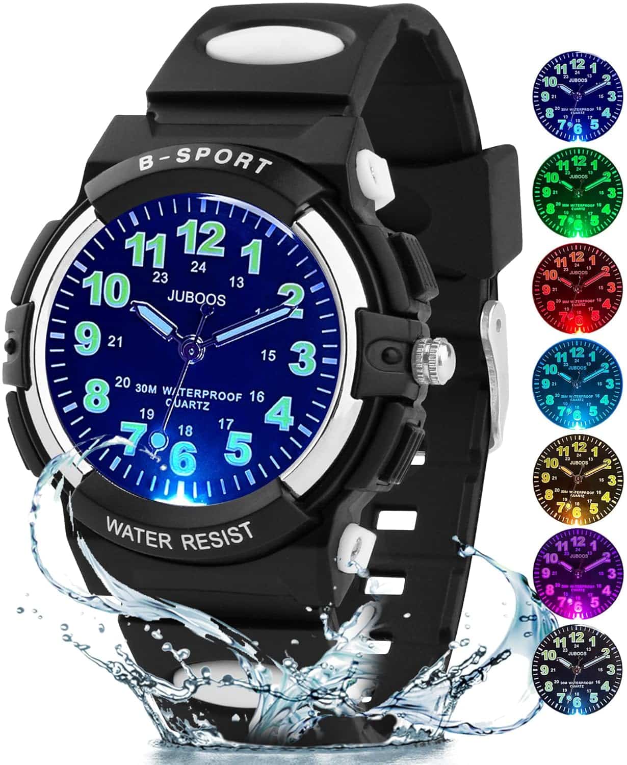 Montre enfant avec 7 veilleuses colorées, bracelet étanche et souple - vue 2