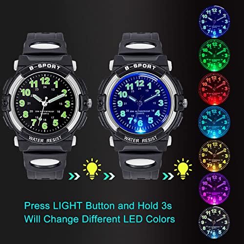 Montre enfant avec 7 veilleuses colorées, bracelet étanche et souple - vue 3