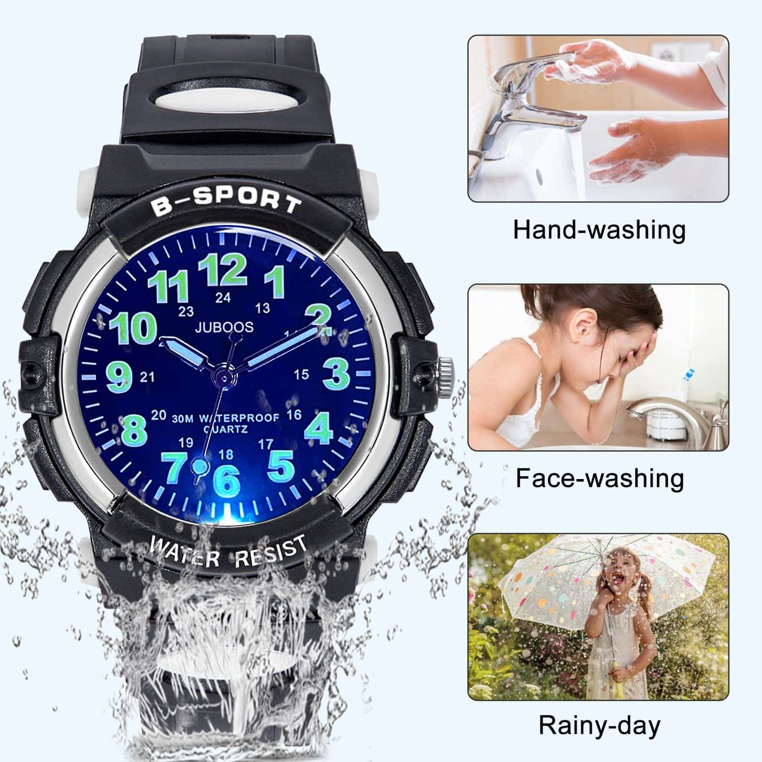 Montre enfant avec 7 veilleuses colorées, bracelet étanche et souple - vue 4