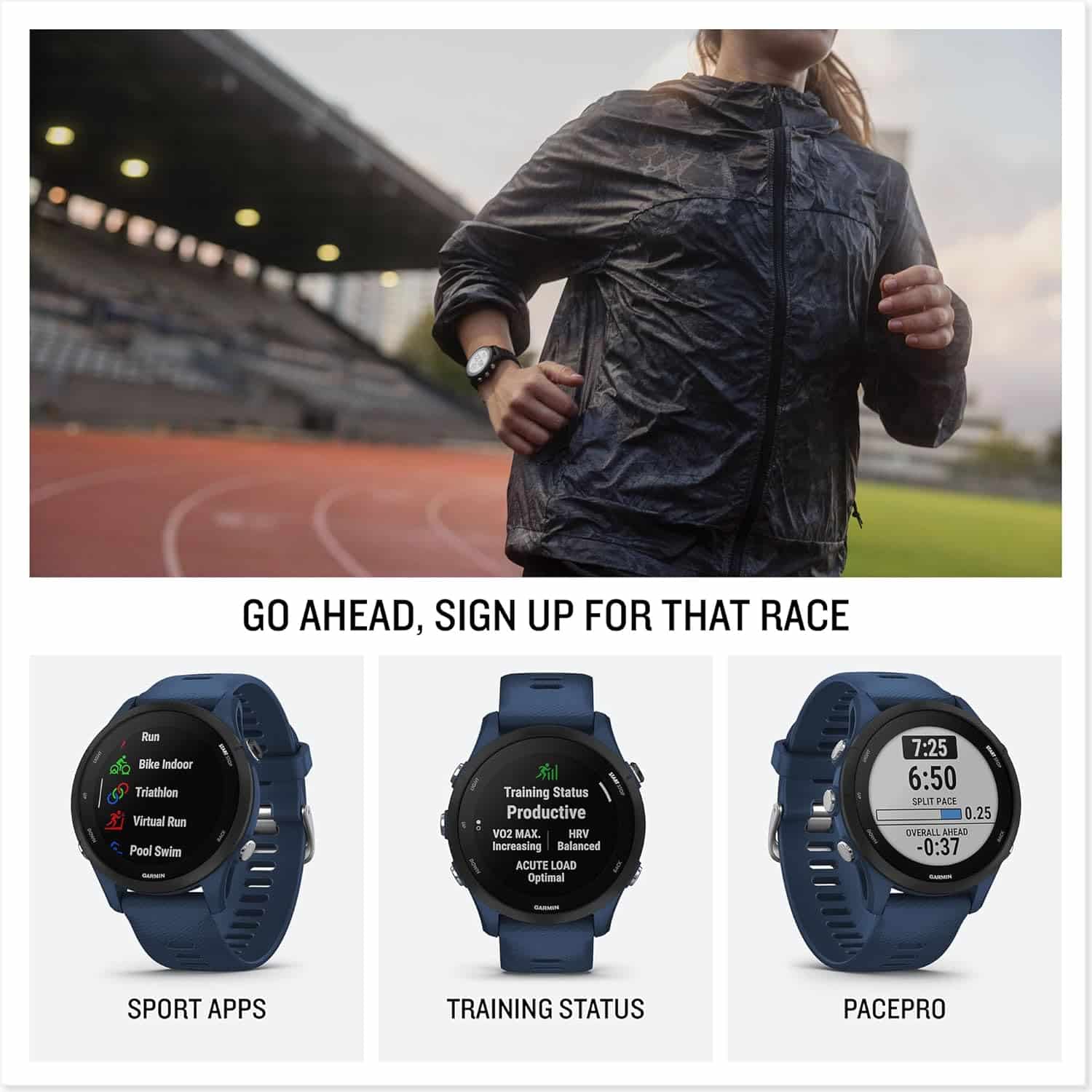 Garmin Forerunner 255, montre GPS running multisports boîtier 46 mm grise - vue 5