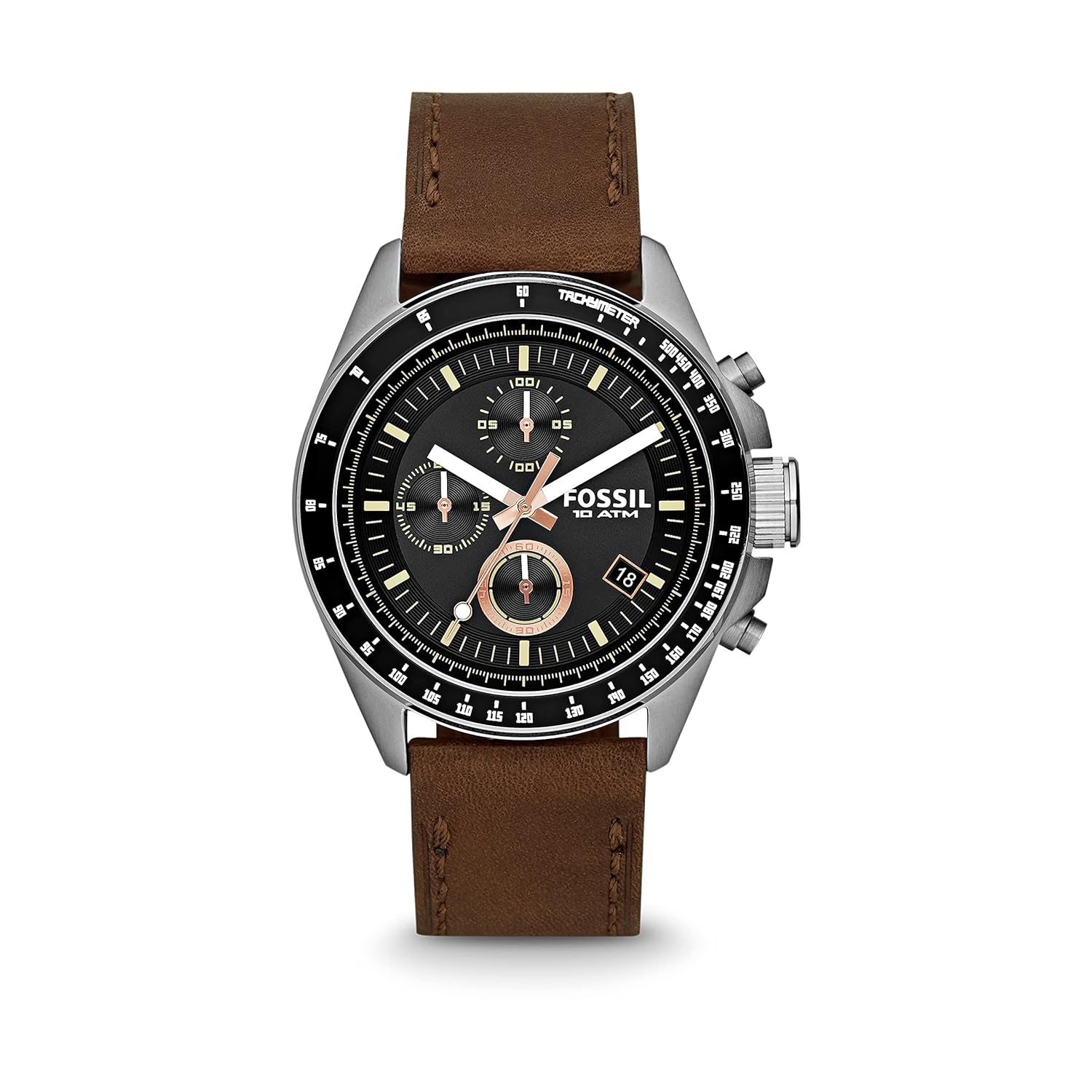 Montre homme Decker chronographe quartz acier 44 mm bracelet silicone - vue 2