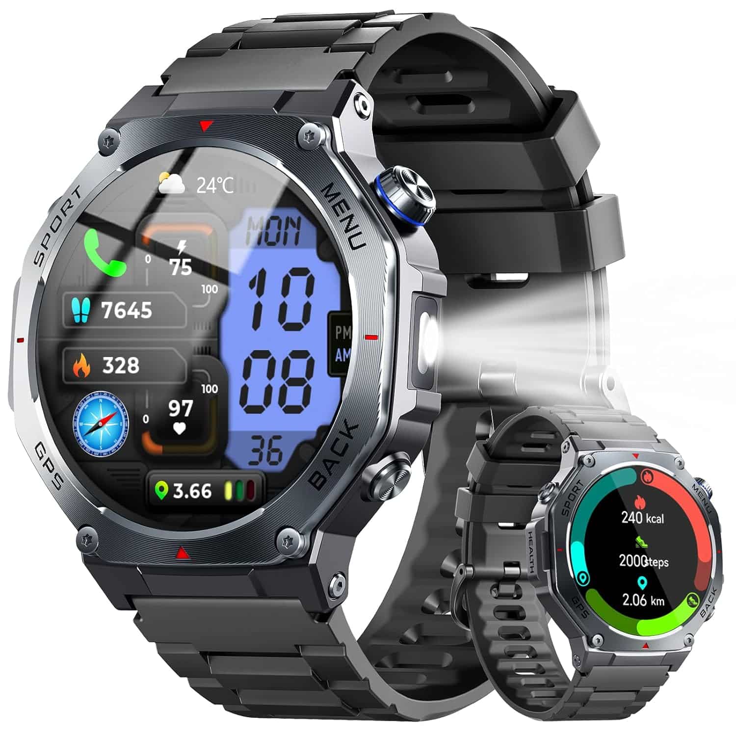 Montre connectée homme GPS 1.43" AMOLED avec appel Bluetooth étanche 5ATM