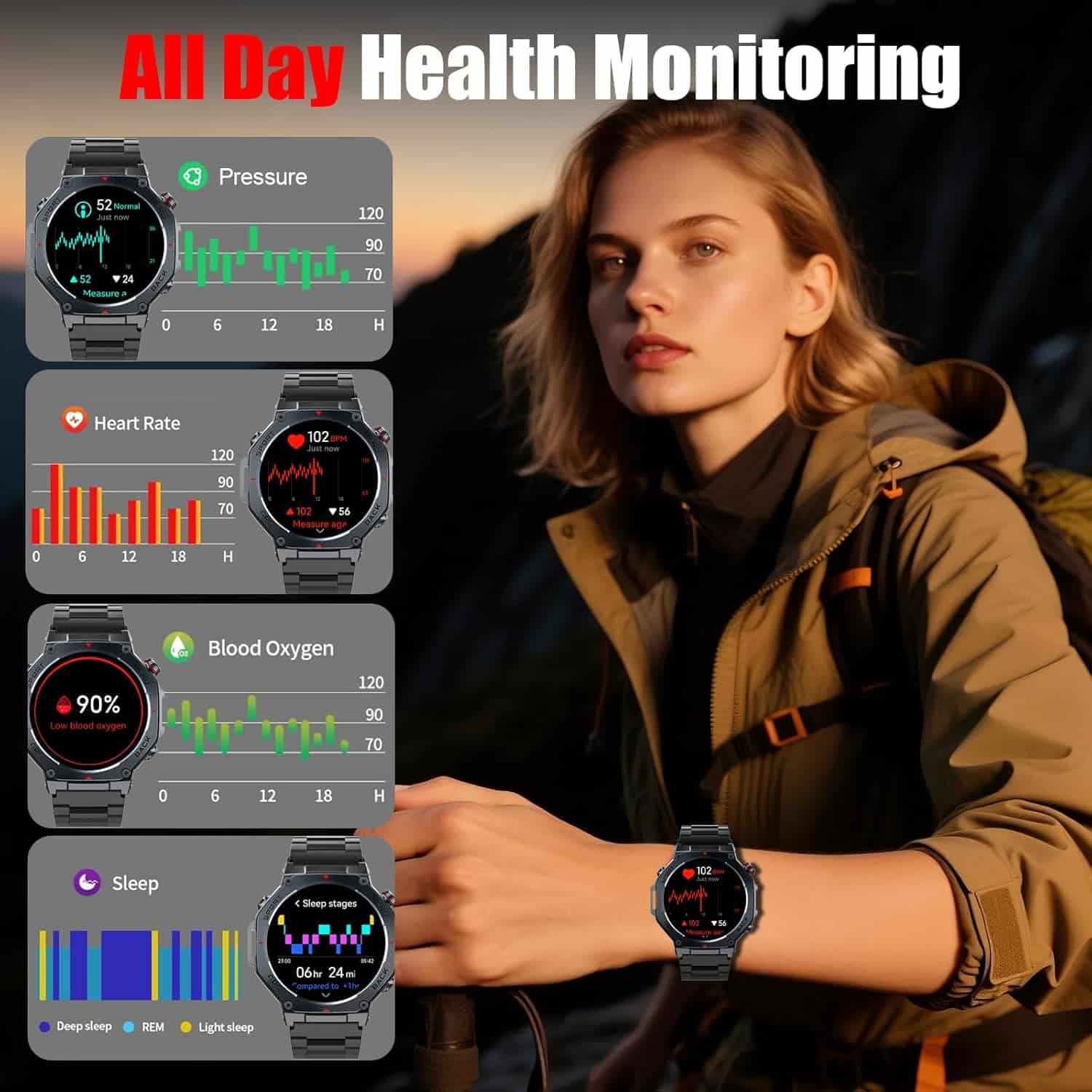 Montre connectée homme GPS 1.43" AMOLED avec appel Bluetooth étanche 5ATM - vue 6
