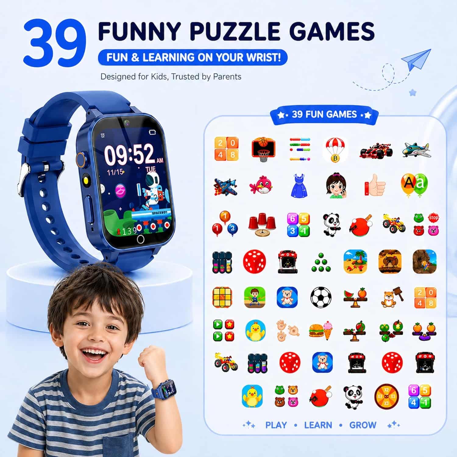 Montre connectée enfant 39 jeux avec caméra HD et musique MP3 - vue 5