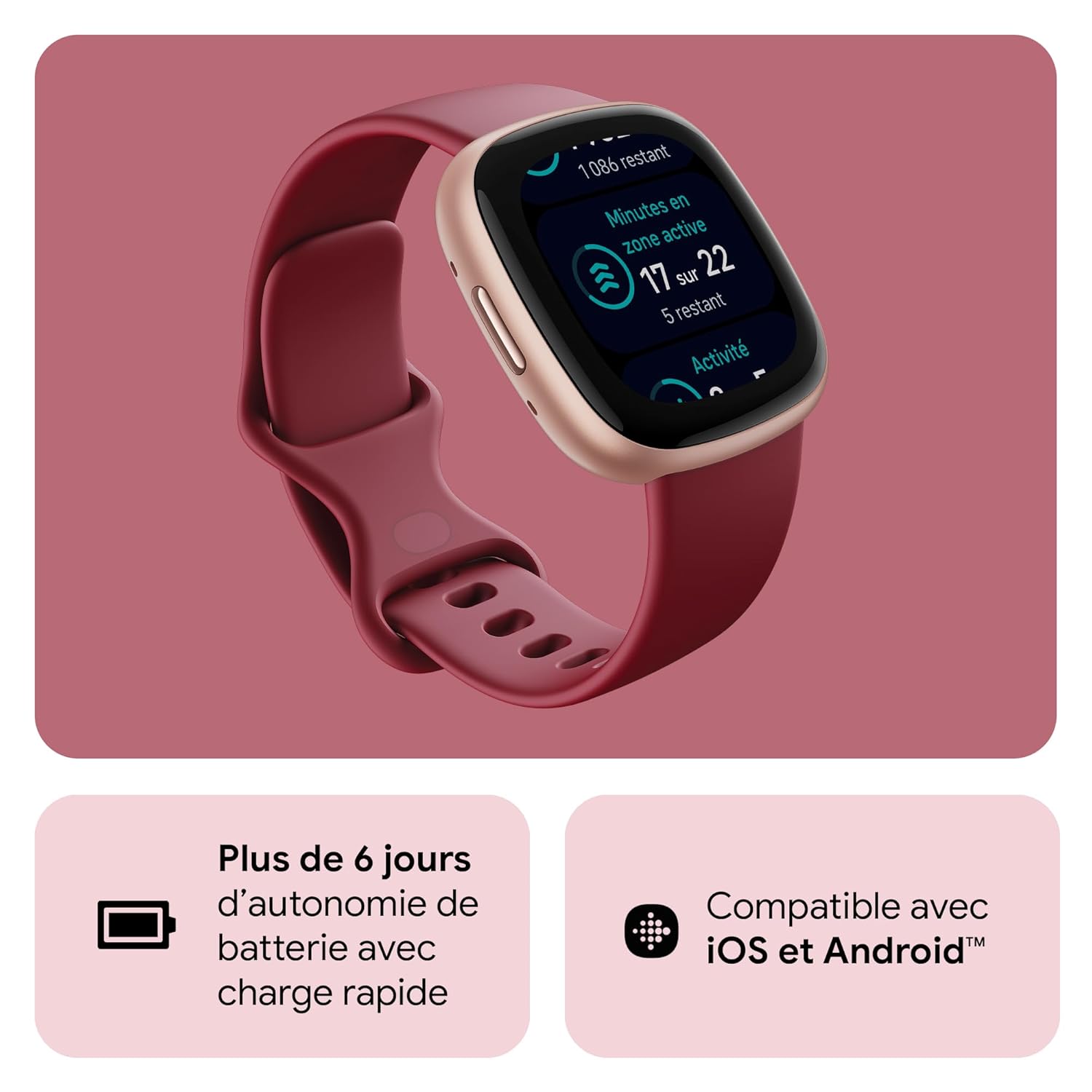 Fitbit Versa 4 montre connectée sport avec GPS et 6 jours d’autonomie - vue 4