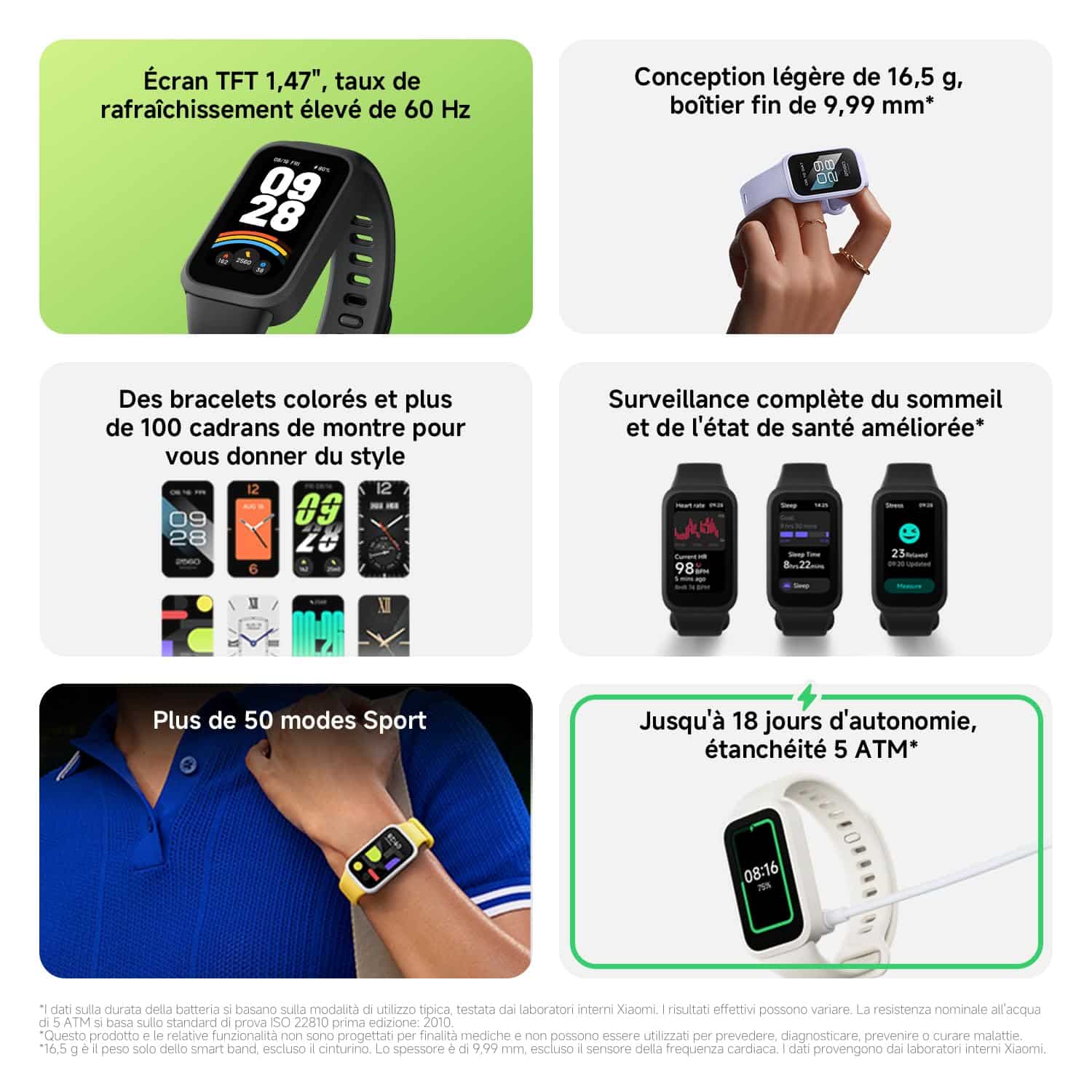 Xiaomi Smart Band 9 Active, bracelet connecté sport, écran 37mm, 60 Hz, 18 jours d'autonomie, rose - vue 3