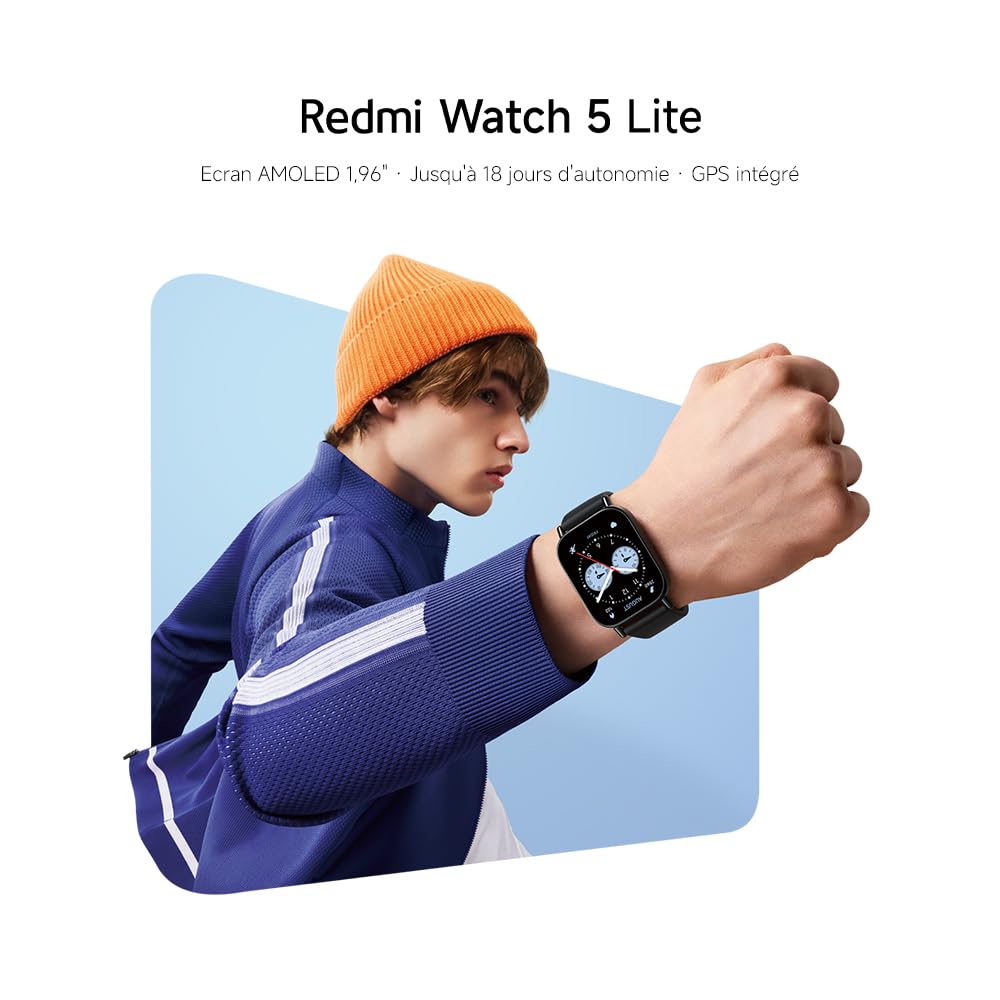 Xiaomi Redmi Watch 5 Lite, montre connectée GPS avec écran Amoled 50mm et 18 jours d'autonomie, dorée - vue 4