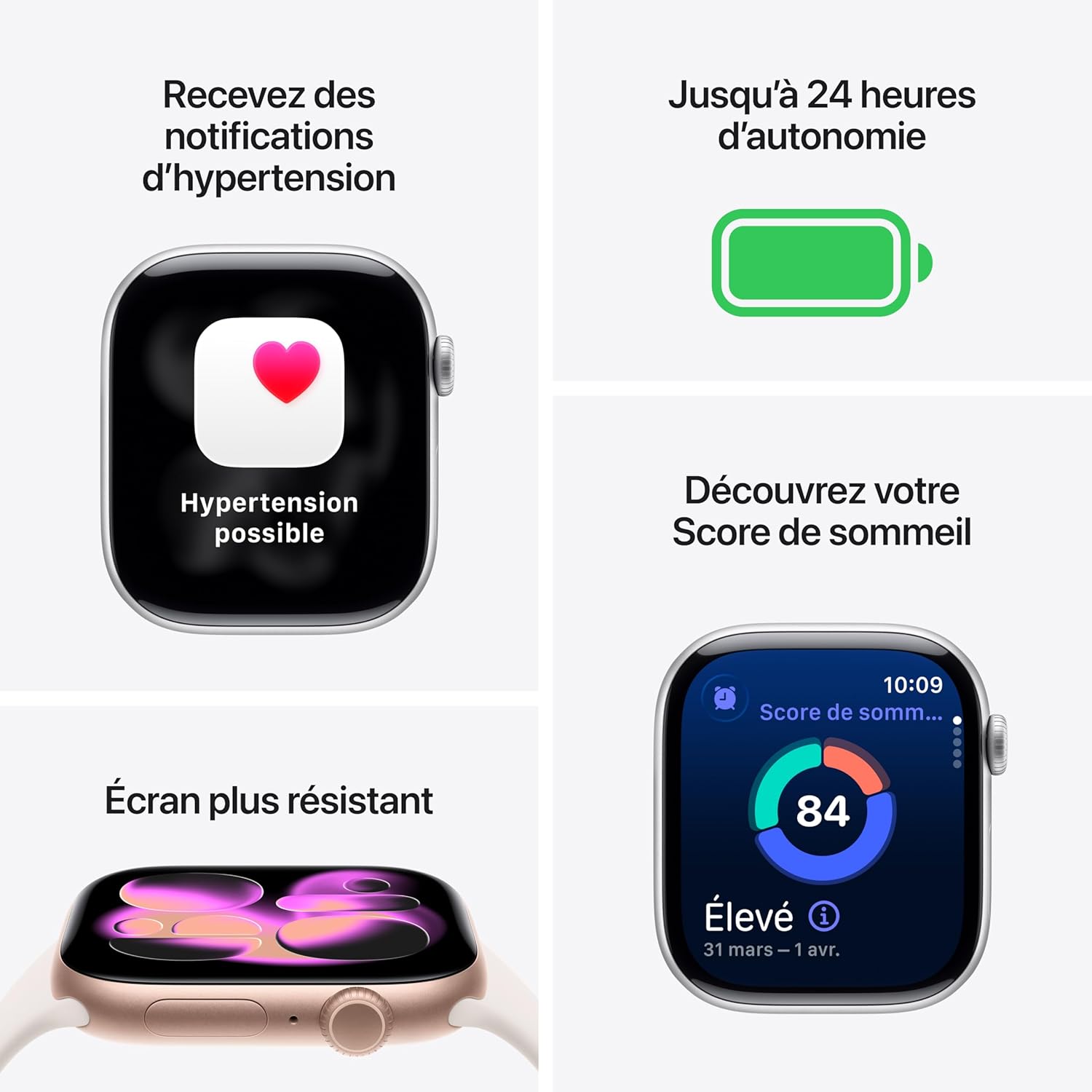 Apple Watch Series 11 GPS 42mm Or Rose avec Bracelet Sport Rose Tendre - vue 3